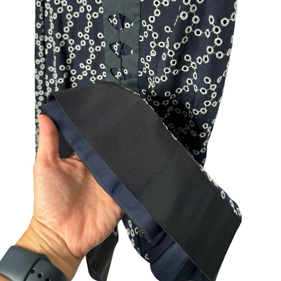 Dorothee Schumacher | Navy Eyelet Corset Lace Up Front Grosgrain Trim Dress 4/L - Picture 8 of 11